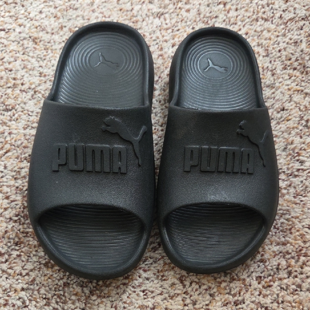 Puma Black Platform Slide Sandals